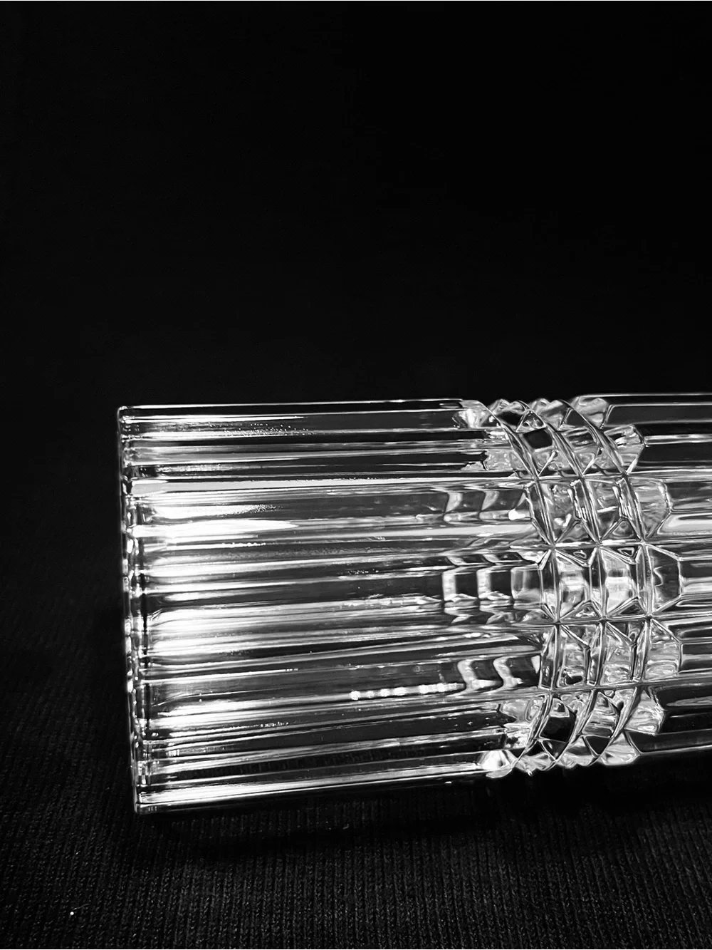 Vintage Midcentury Modern Cut Crystal Cylinder 6.75” Heavy